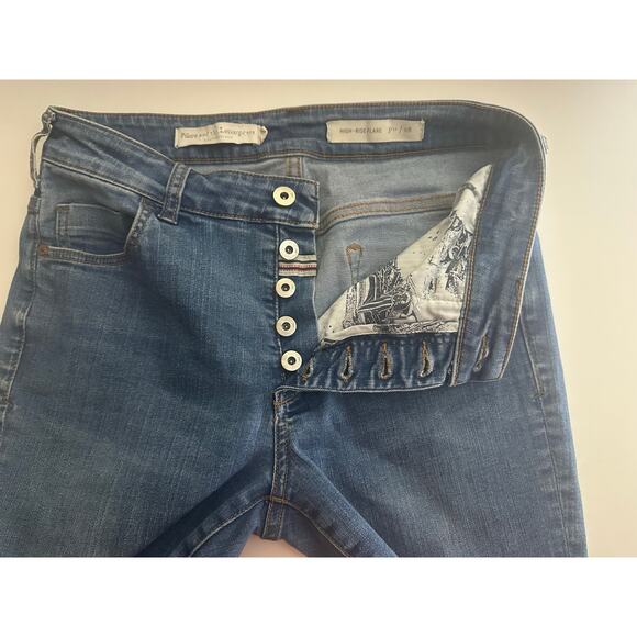 Pilcro & The Letterpress High Rise Flare Jeans Sz 28 Button Fly Cropped Stretchy - Picture 11 of 12
